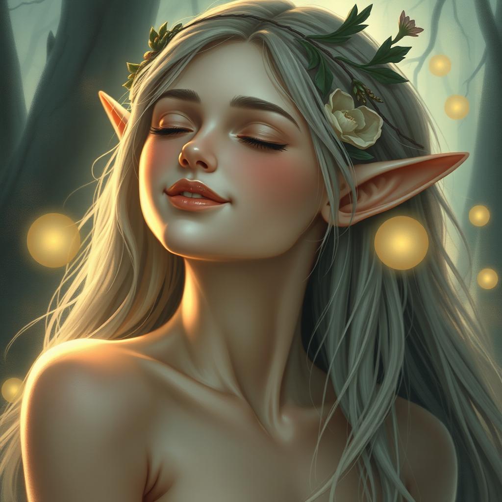 Enchanting Nude Elf Woman: Ethereal Beauty