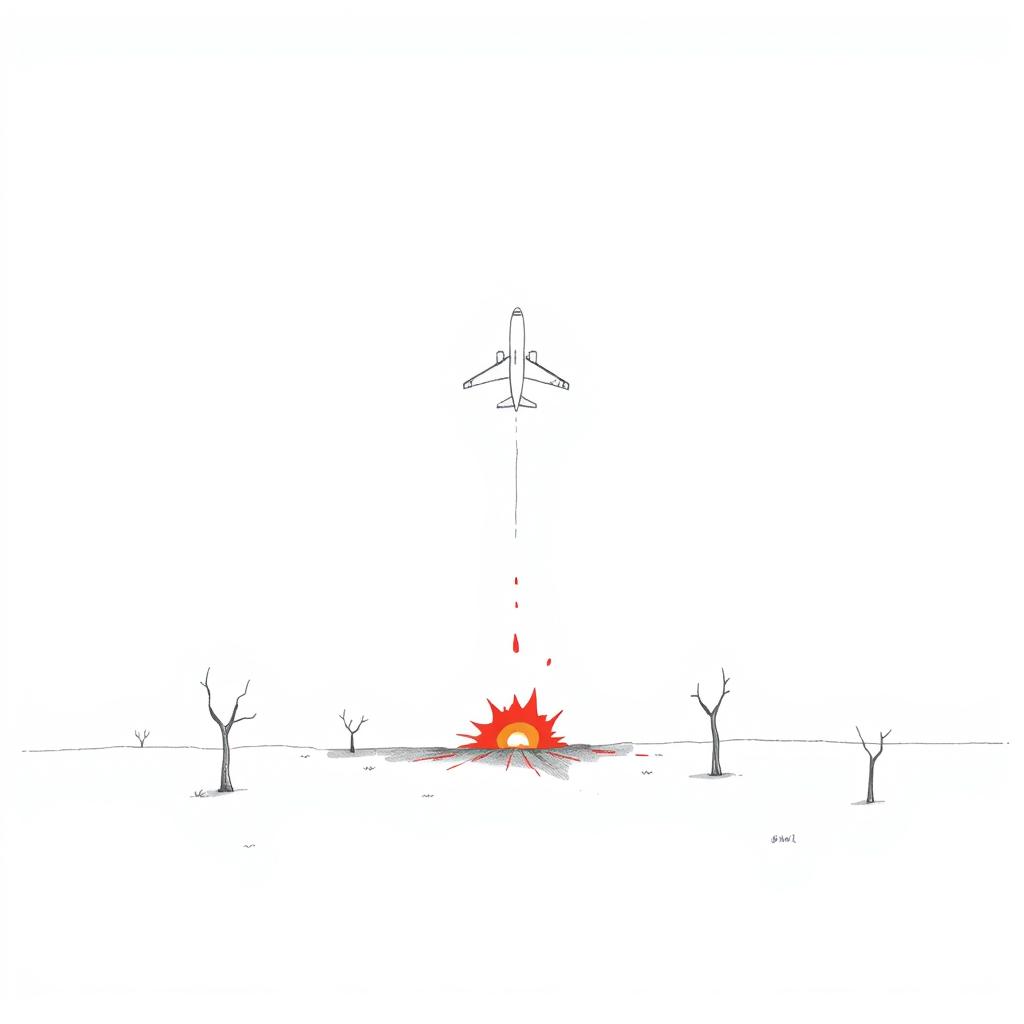 Minimalist Plane Crash Art Simplicity Meets Impact