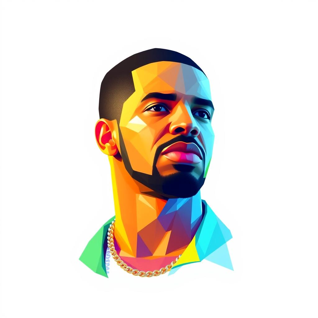 Drake in Vibrant Polygon Art Style