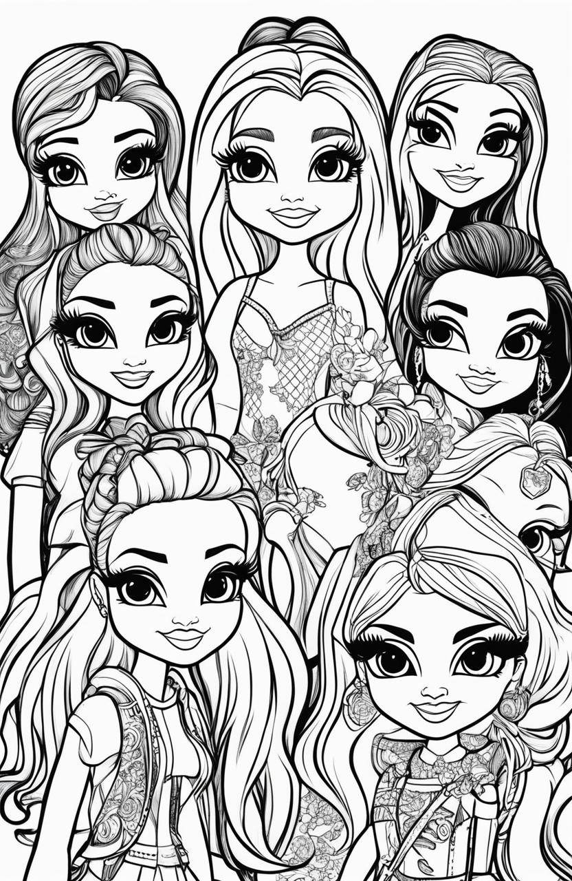 Bratz Dolls Colouring Page A Fun Activity for Kids and Adults(04)