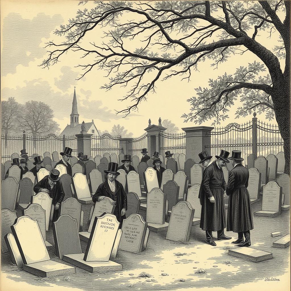 A Glimpse into History Overcrowded Cemetery Scene