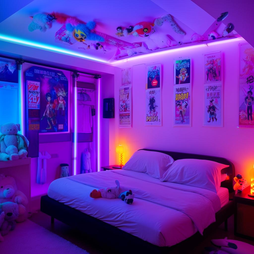 Vibrant AnimeThemed Bedroom A Dream Space for Fans