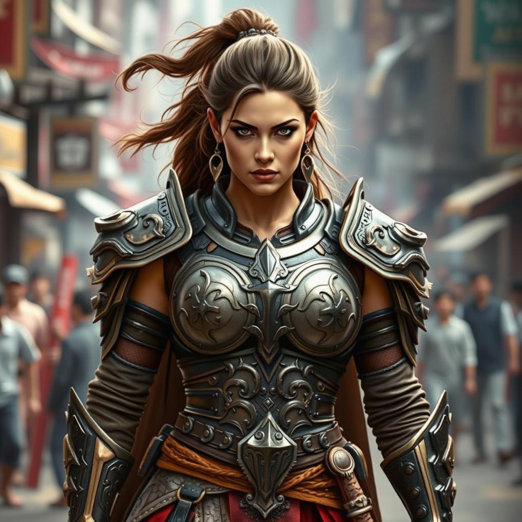 Unleash Your Inner Warrior Fierce Female Fighter in Ancient Streets