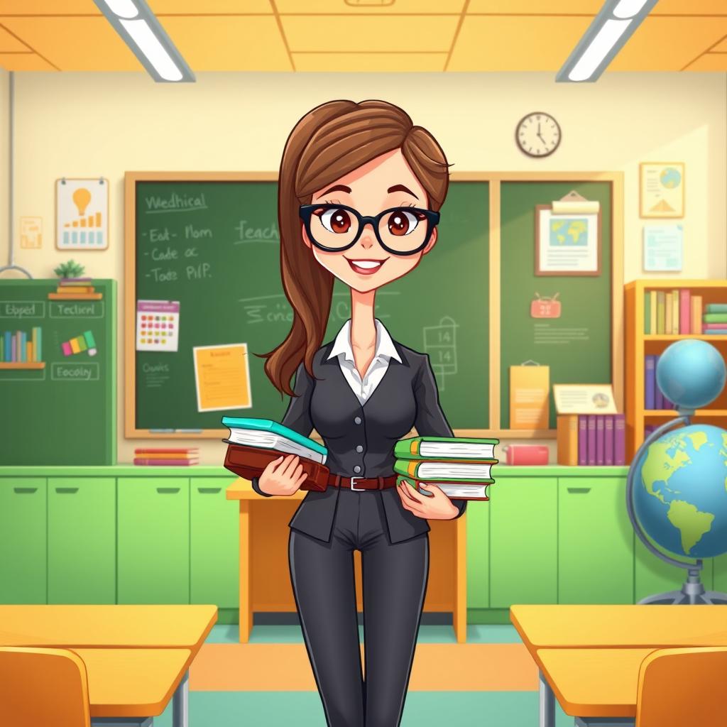 Inspiring Classroom Vibes Cartoon Teacher Illustration