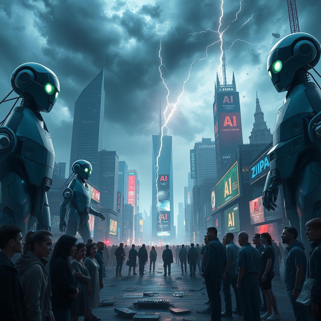 Futuristic Dystopia AI and Robots Rule