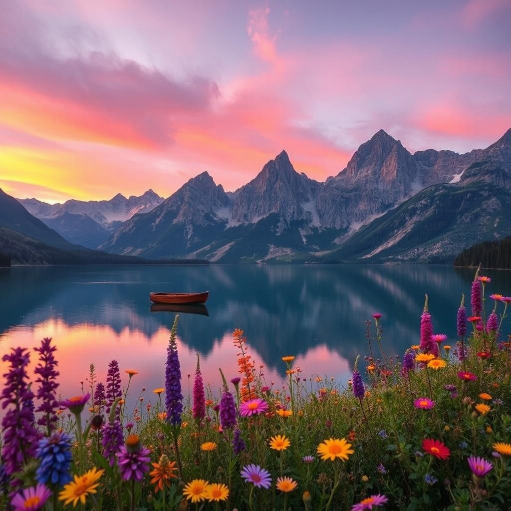 Breathtaking Lake at Sunset Embrace Nature's Tranquility