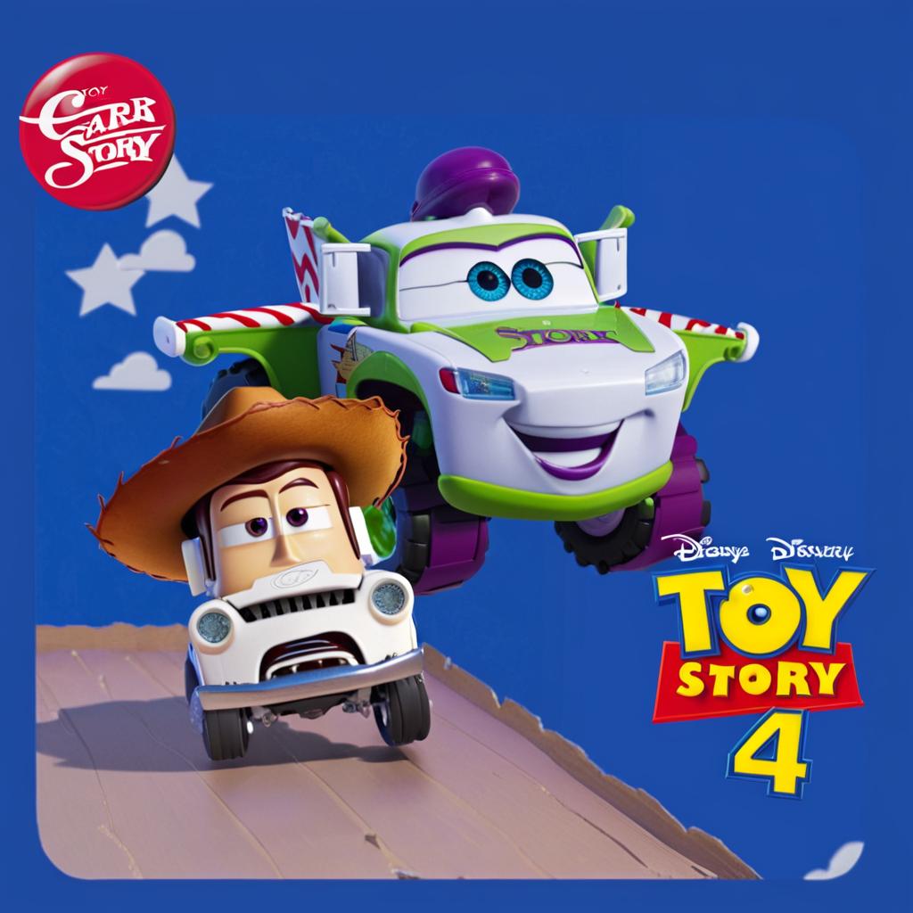 Vibrant Adventure Animated Film Car Poster