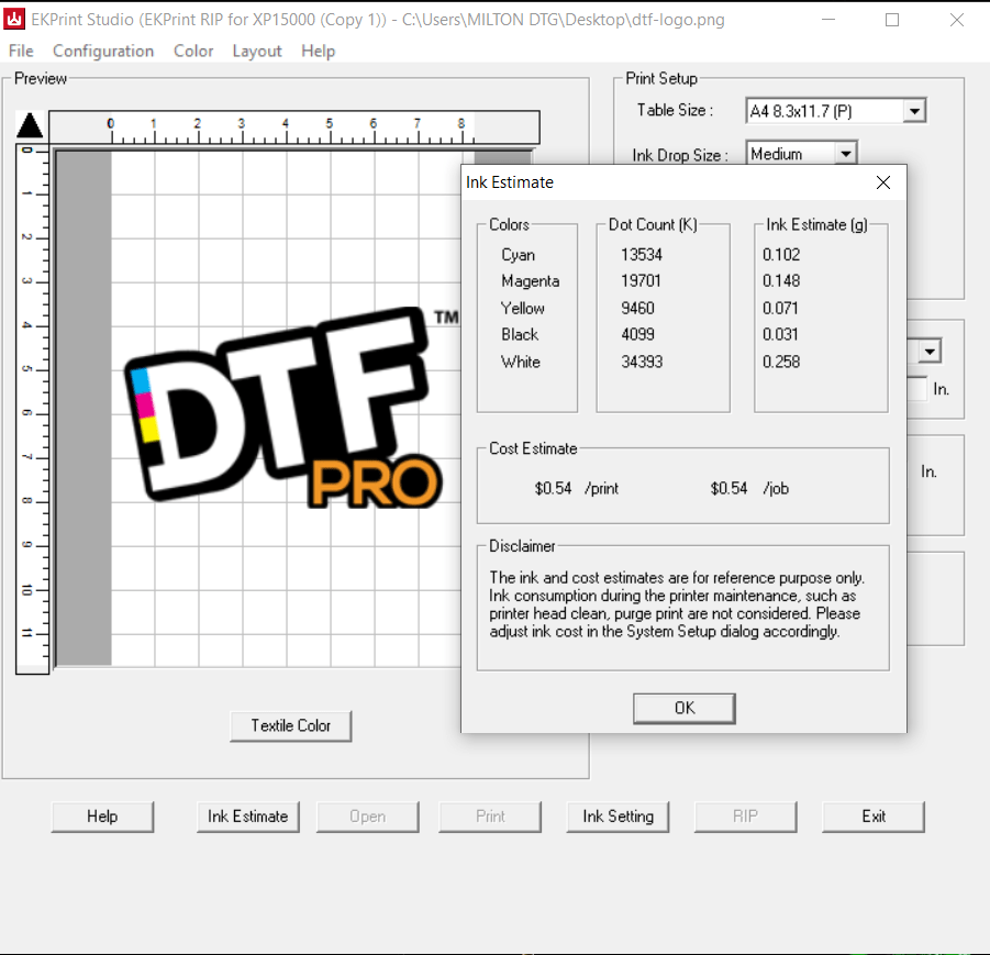 EKPRINT RIP Software DTG PRO