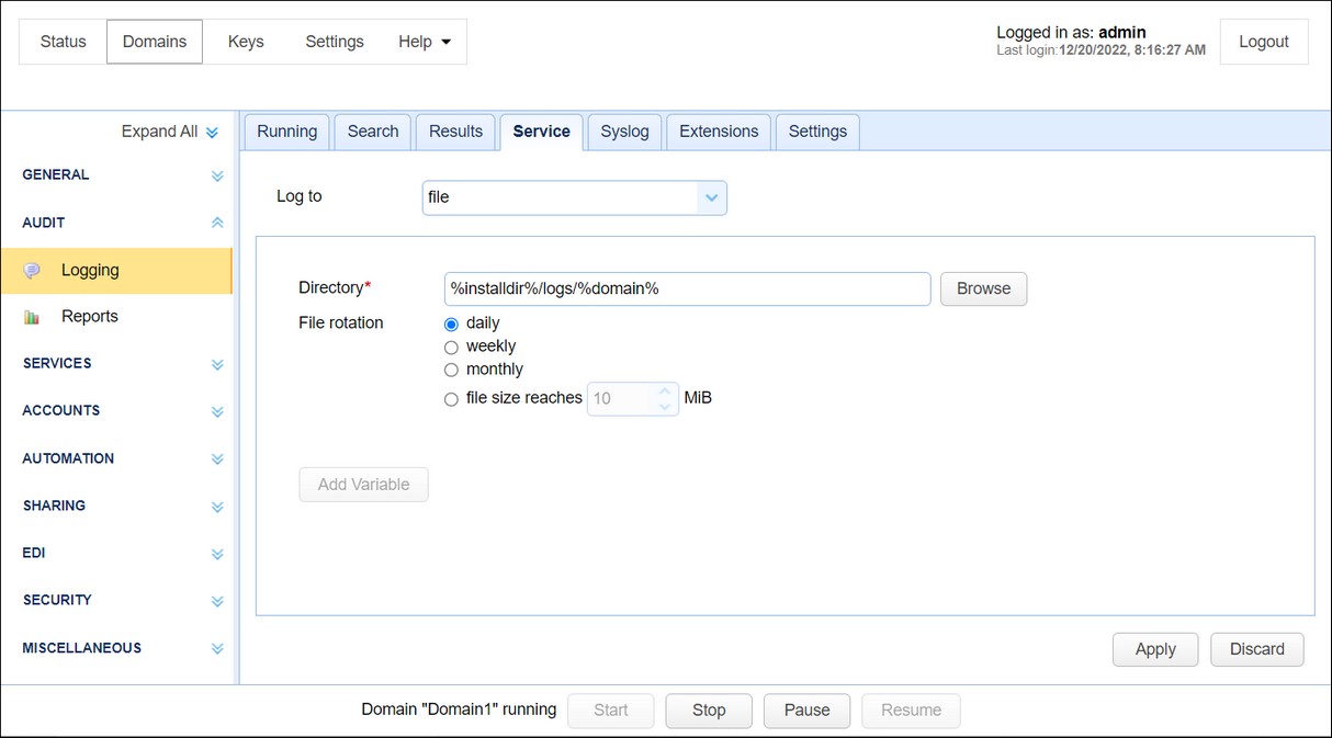Setting logging preferences