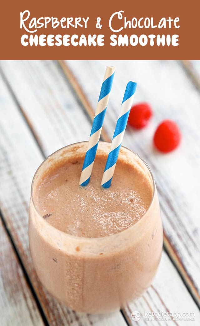 Keto Raspberry & Chocolate Cheesecake Smoothie KetoDiet Blog