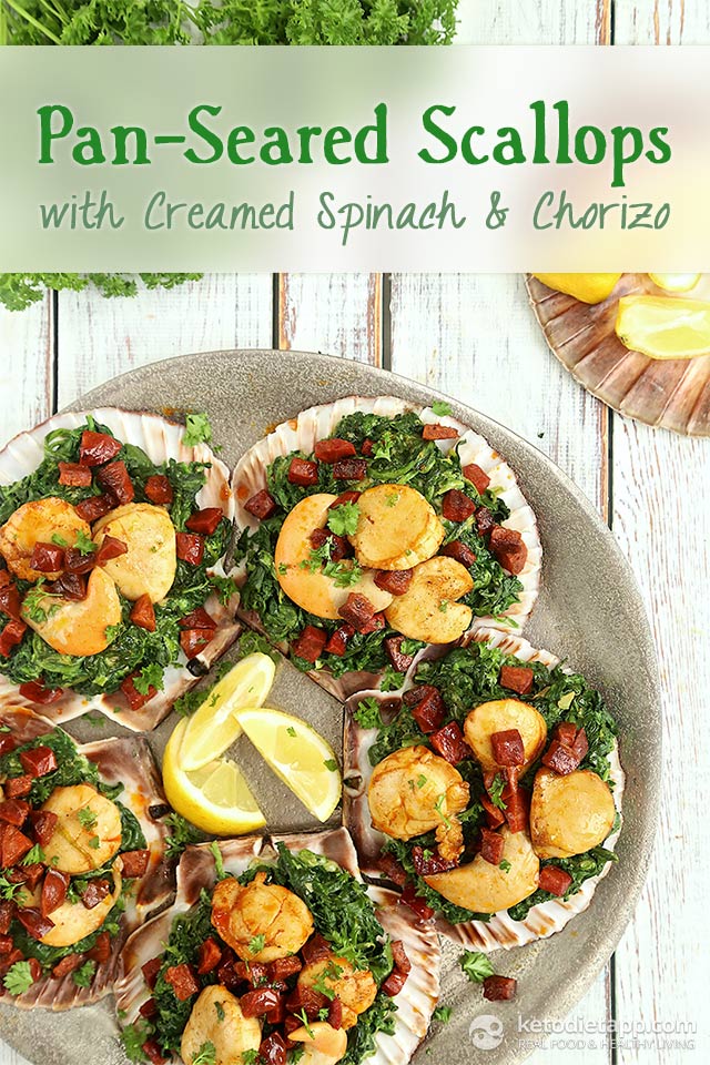 Scallops with Creamed Spinach & Chorizo KetoDiet Blog