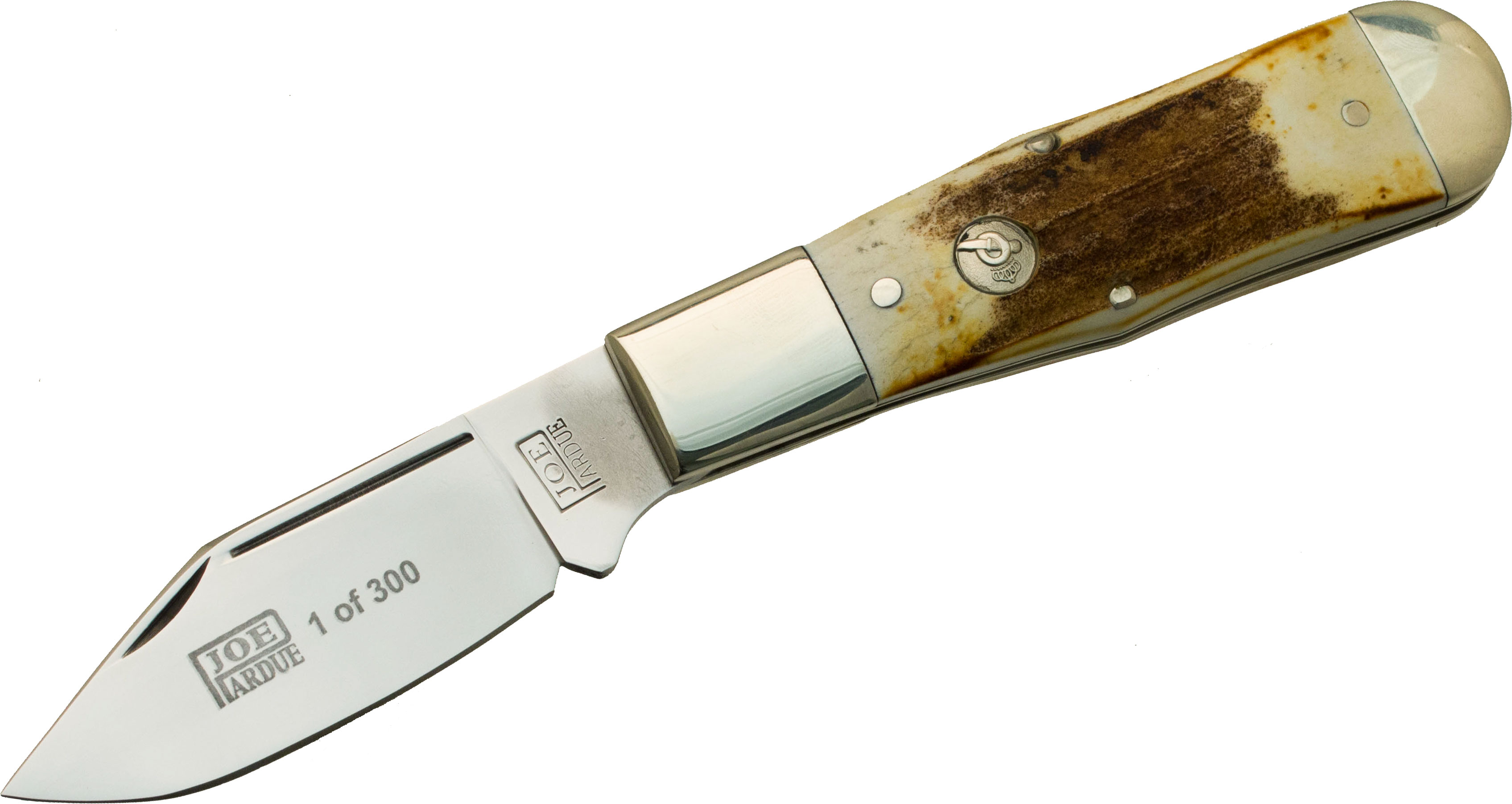 Queen Joe Pardue Limited Edition Coffin Hunter 3.5" Blade, Burnt Stag Handles KnifeCenter