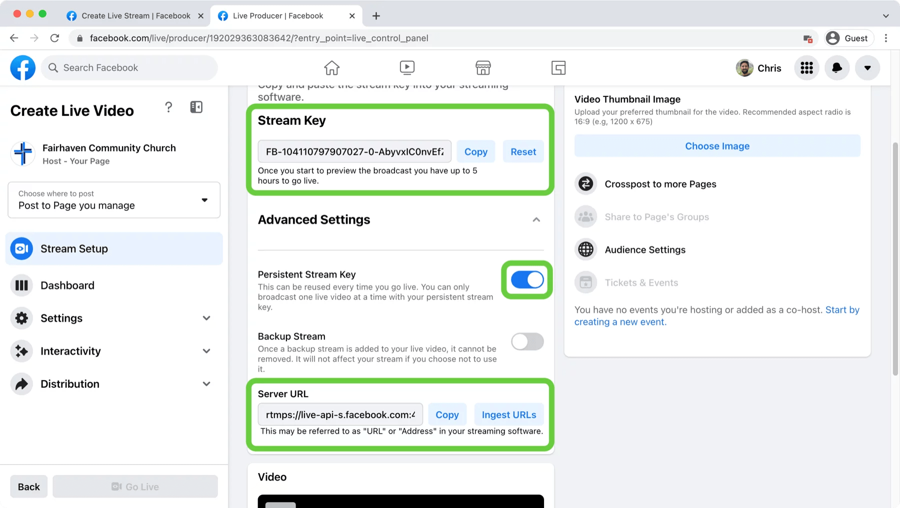 How to Find Your Stream URL and Stream Key in Facebook Faithlife