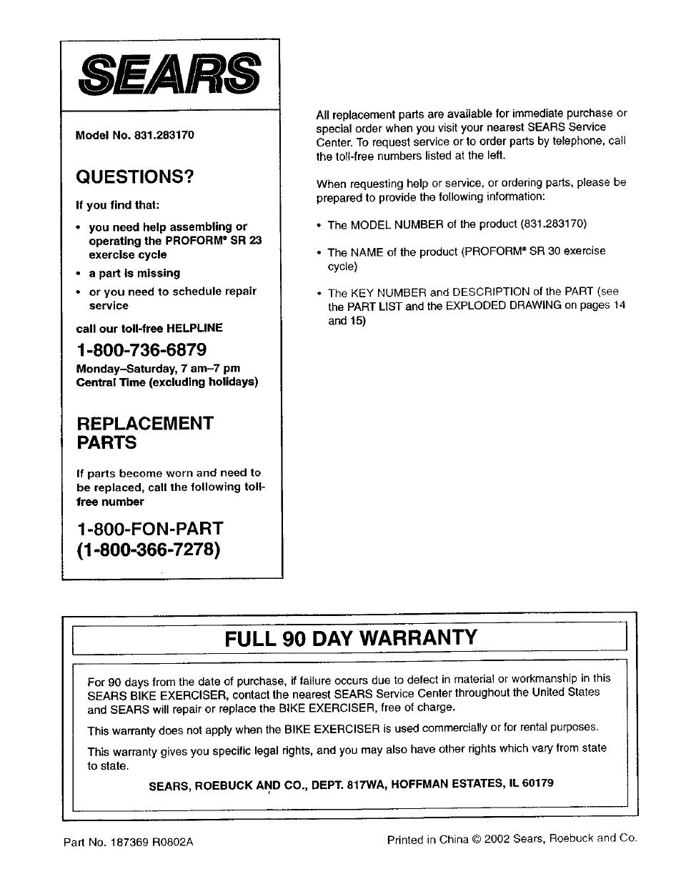 ProForm SR 30 User's Manual Page 16 Free PDF Download (16 Pages)