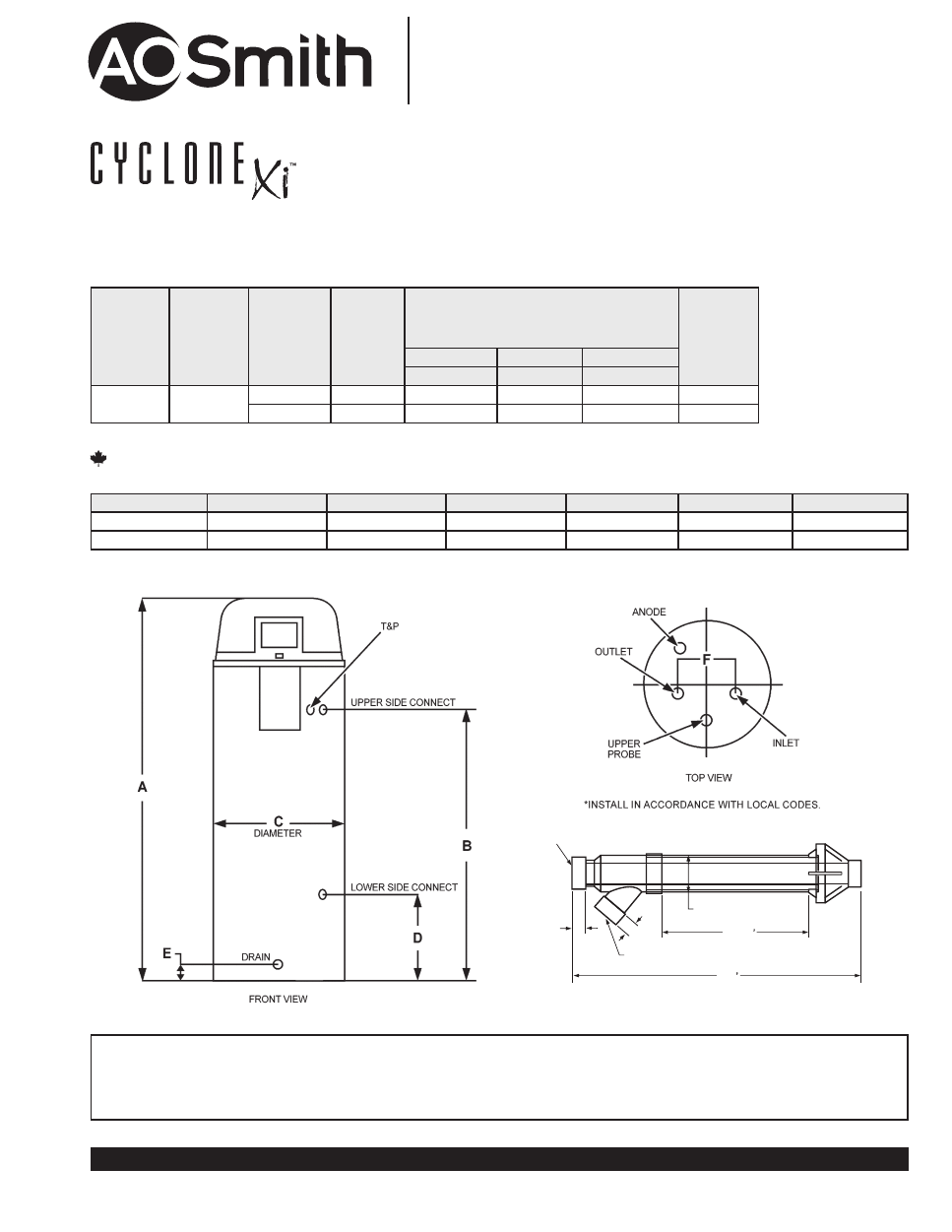 A.O. Smith BTX100 Specification Sheet Page 2 Free PDF Download (2