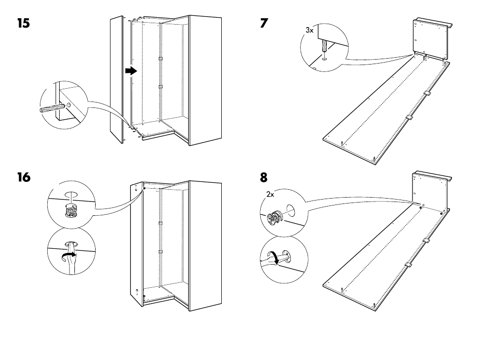 IKEA PAX ADDON CORNER UNIT 21X93" Assembly Instruction Page 9 Free PDF Download (18 Pages)