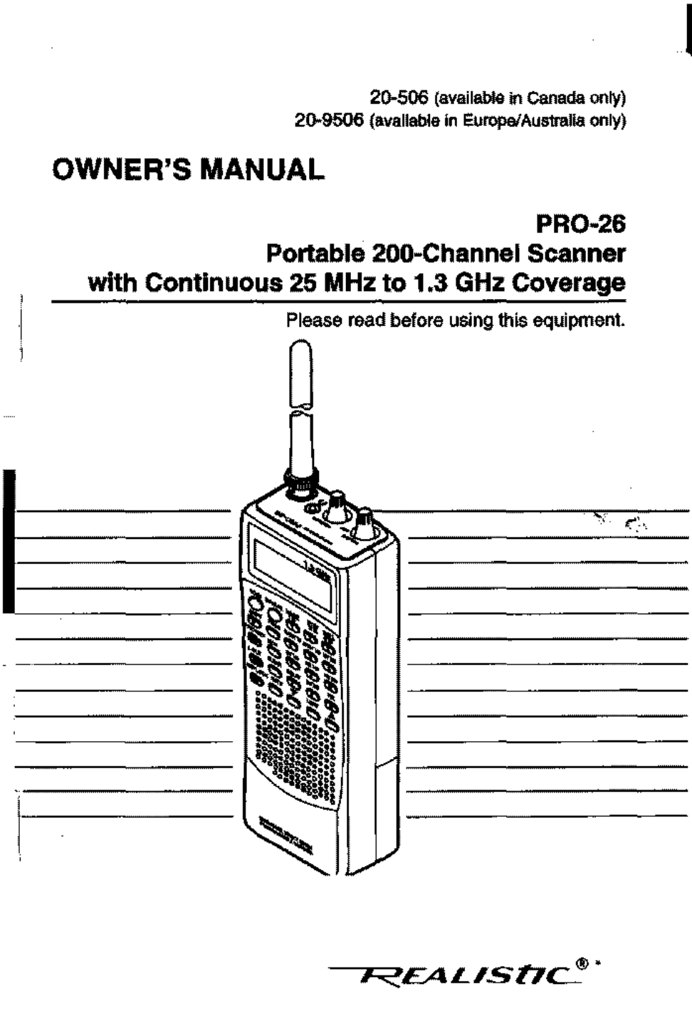 Realistic PRO26 User Manual free PDF download (22 pages)