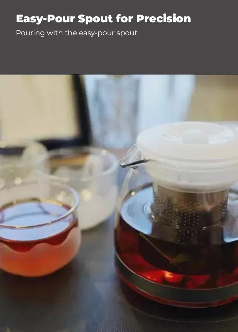 5 Pcs Teapot + Cup Set Glass Stainless Steel Tea Pot 700ml Miniso Kenya