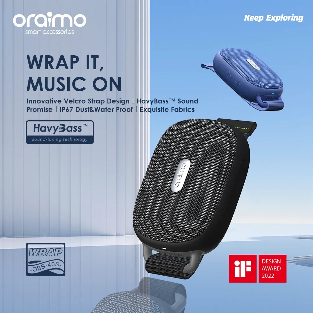 Oraimo Wrap Heavy Bass Strap Design Portable Wireless Speaker Miniso