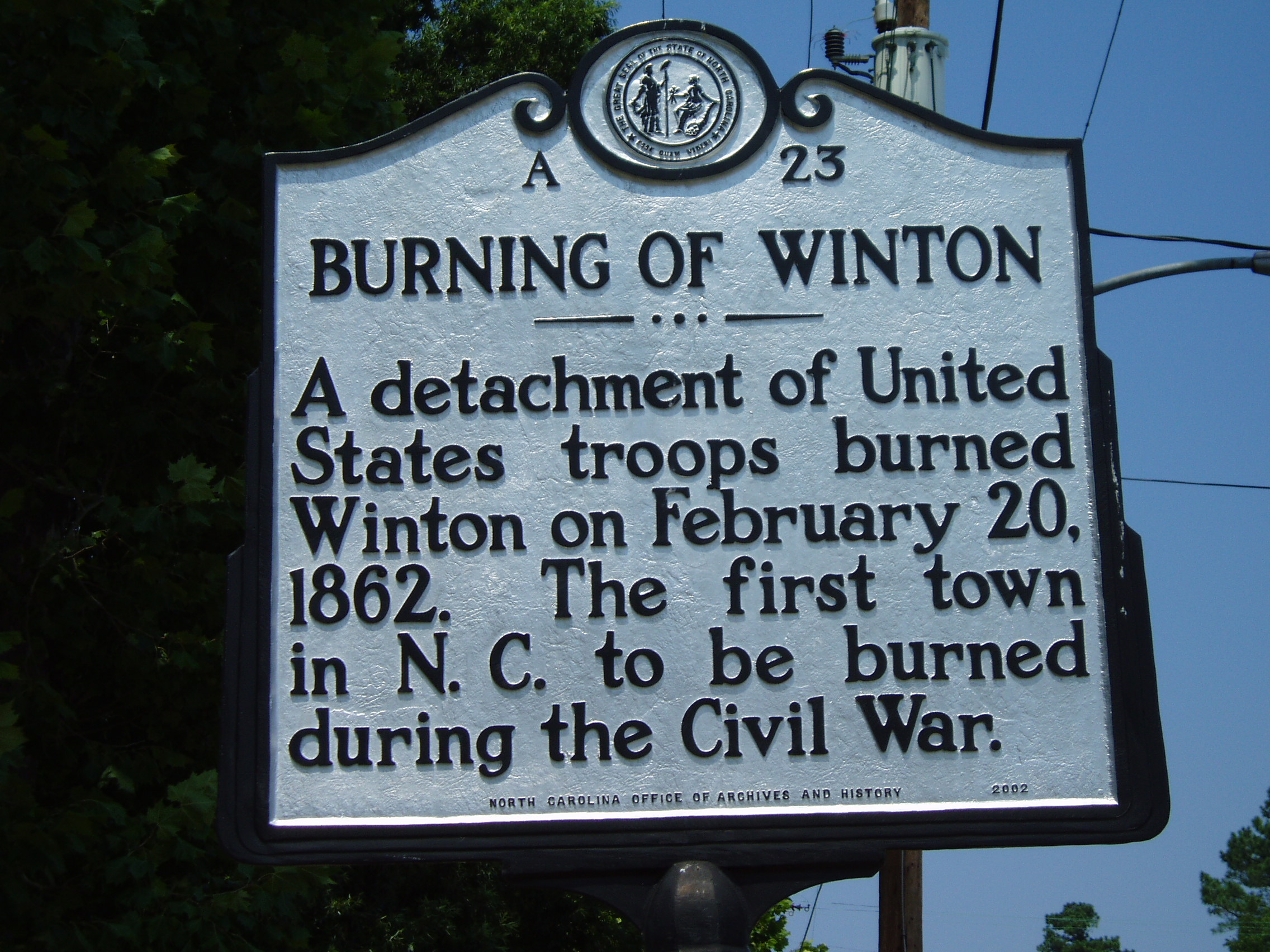 Burning of Winton by Union Troops, 1862 NC DNCR