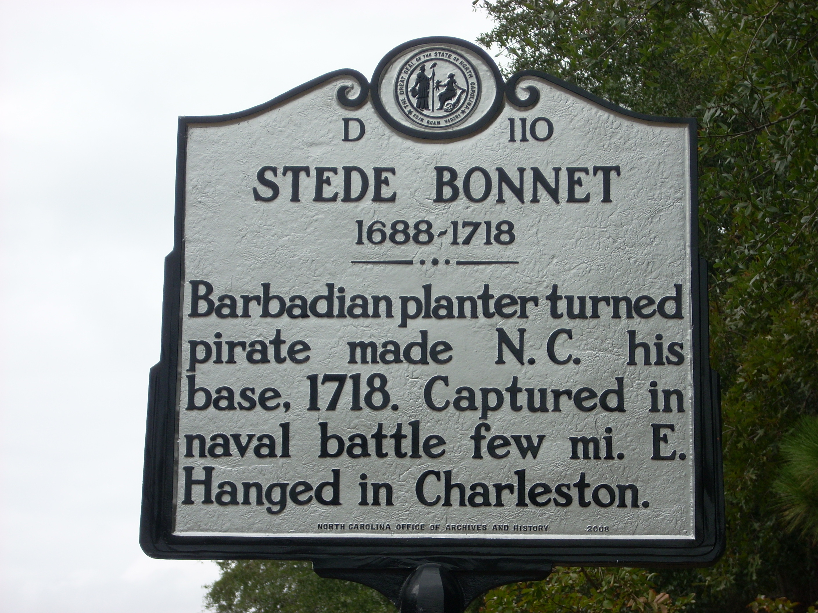 A Pirate’s Life Was His, Stede NC DNCR