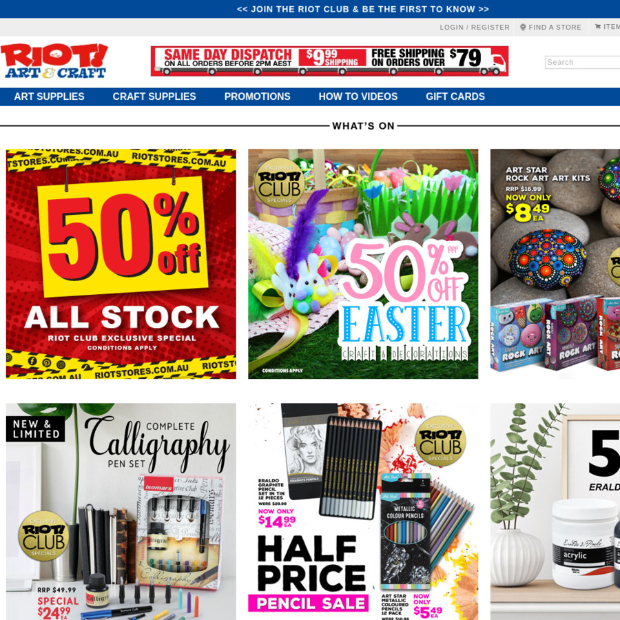 Riot Art & Craft 50 off All Stock in Store and Website OzBargain
