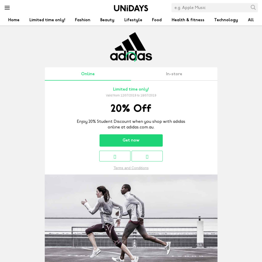 adidas student discount code unidays