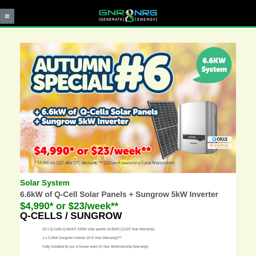 [SA] 6.6kW QCell Solar Panels + Sungrow 5kW Inverter 4,990. Upgrade to Fronius Primo 5kW