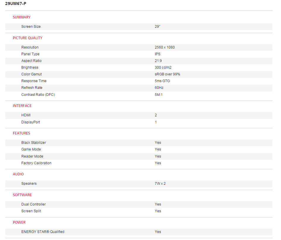 Buy LG 29UM67-P 29in Ultrawide FreeSync IPS LED Gaming Monitor [29UM67