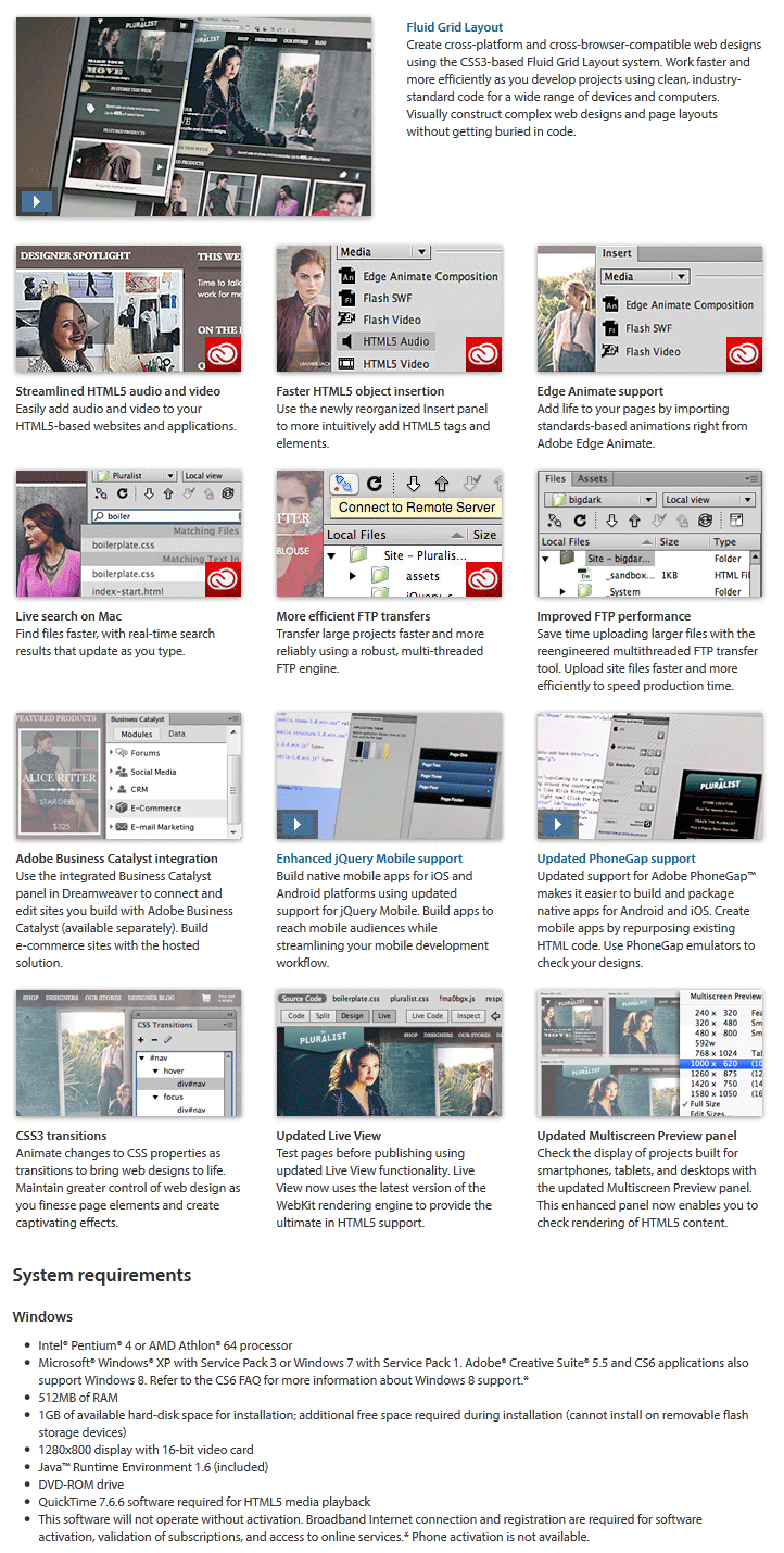 Buy Adobe Dreamweaver CS6 v12 for Windows Retail [65168490] PC Case Gear Australia