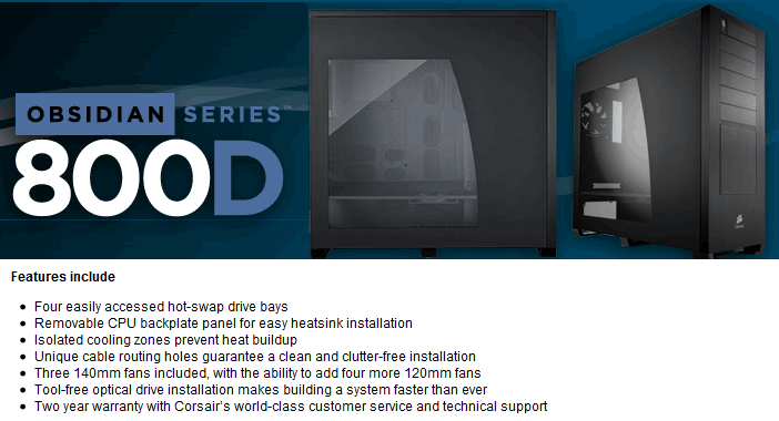 Buy Corsair Obsidian 800D Case [CC800DW] | PC Case Gear Australia