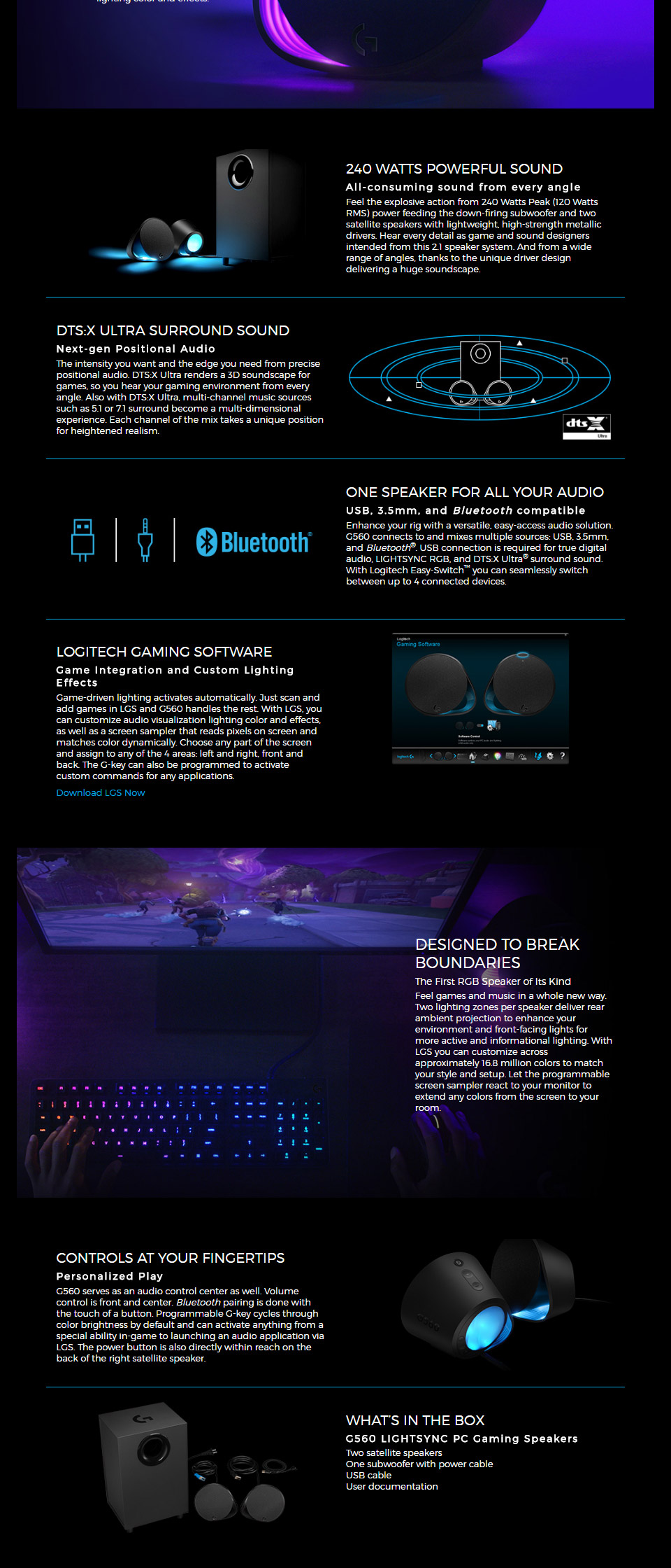 Buy Logitech G560 Lightsync RGB 2.1 Bluetooth Gaming Speakers [980