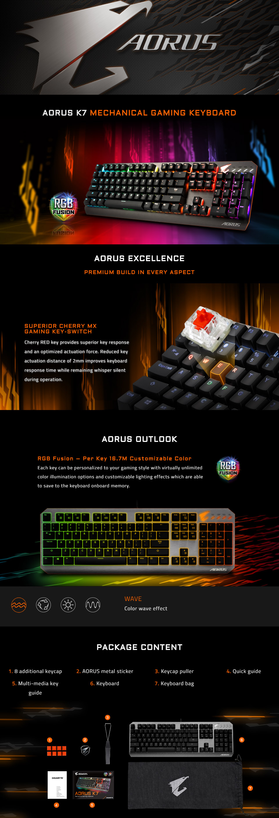 Buy Gigabyte AORUS K7 RGB Mech Gaming Keyboard Cherry Red [AORUSK7