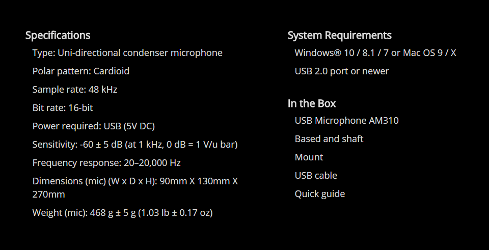 Buy AVerMedia AM310 Plug & Play USB Microphone [AVM-AM310] | PC Case