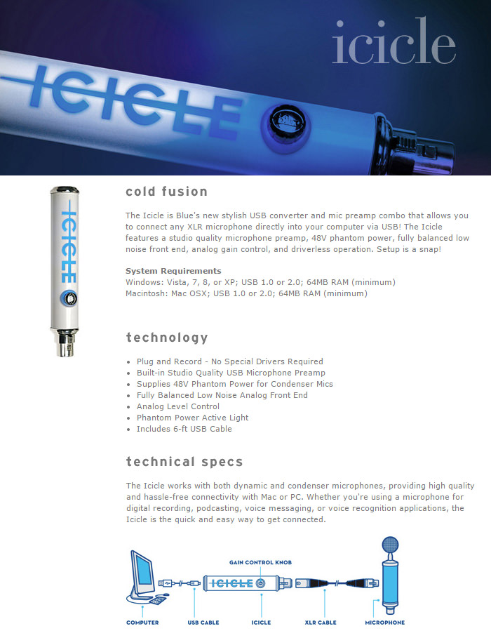 Buy Blue Microphones Icicle XLR to USB Converter and Preamp [90021710