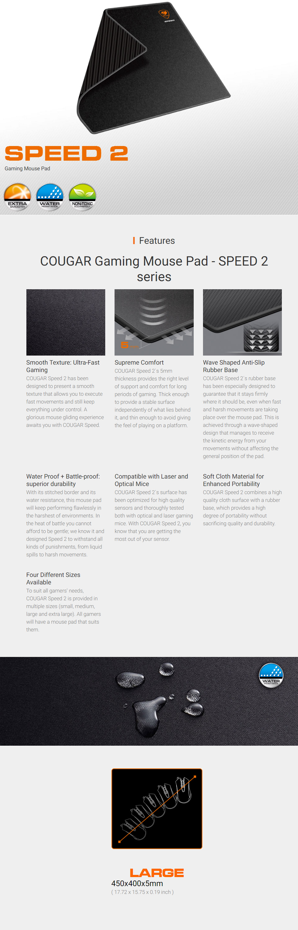 Buy Cougar Speed 2 Gaming Mouse Pad Large [CGRSPEED2L] PC Case