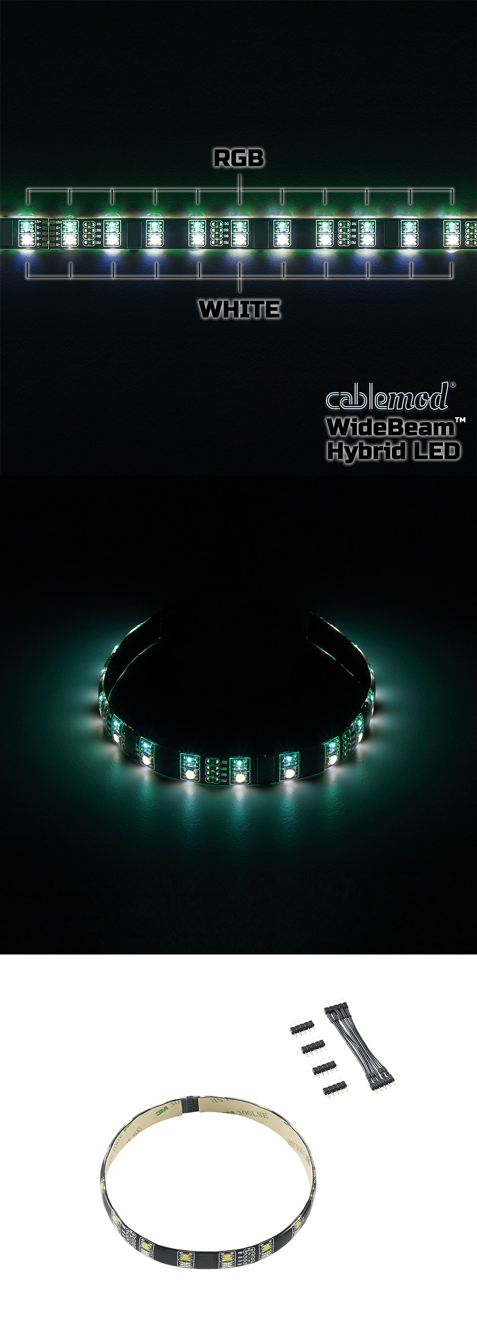 Buy CableMod WideBeam Hybrid LED Strip RGB/W 30cm [CMLED30D30RGBWR
