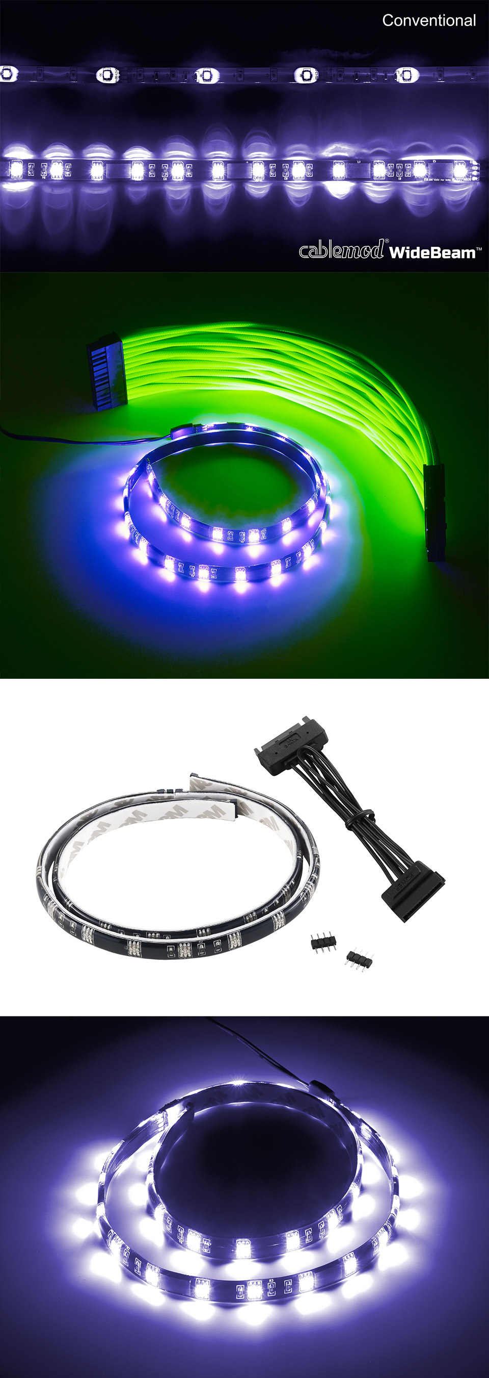 Buy CableMod WideBeam Foam Adhesive LED Strip UV 60cm [CMLED30F60KUV