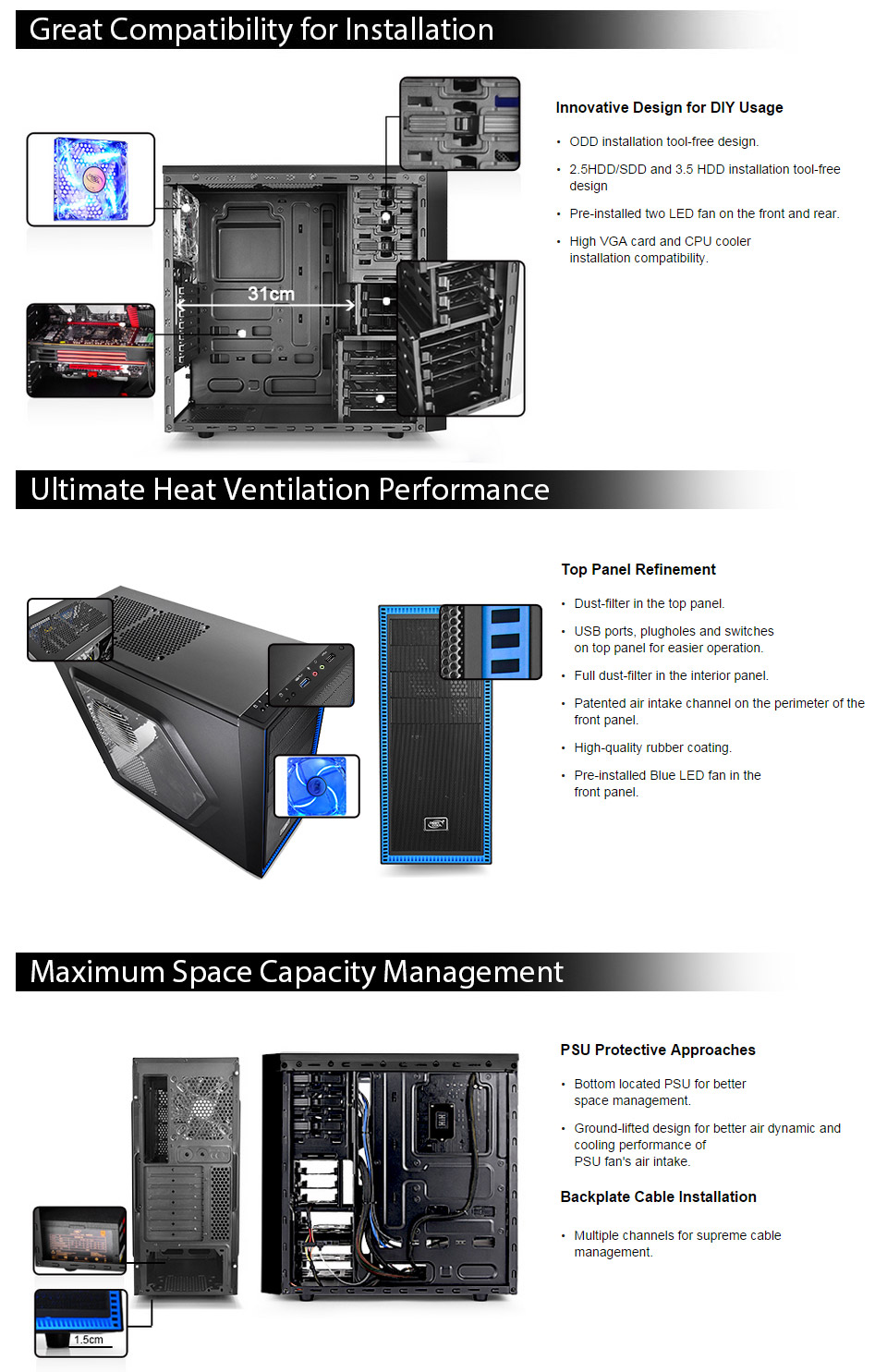 Buy Deepcool Tesseract SW Mid Tower Chassis Black/Blue [zzzzTESSERACT