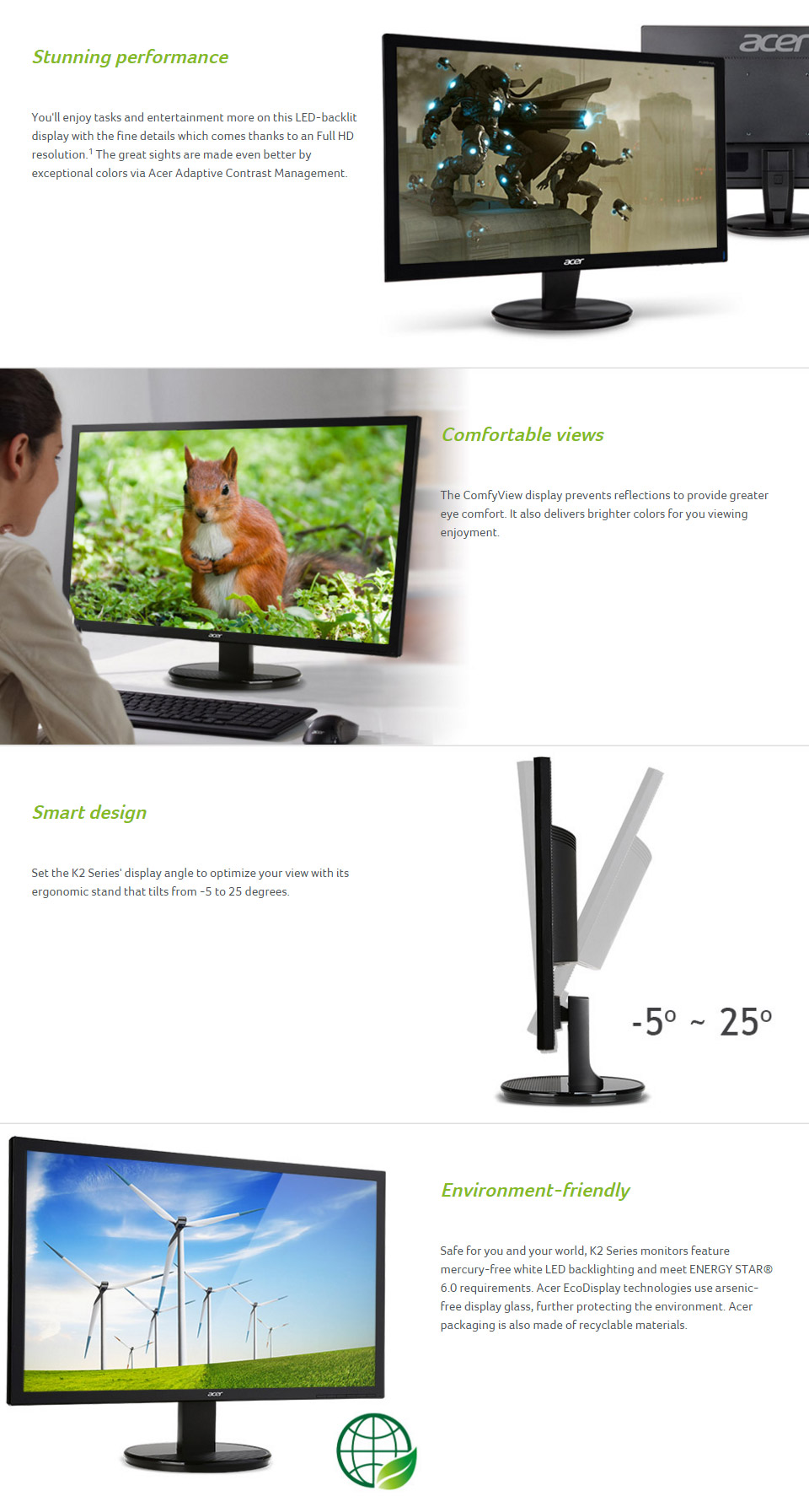 Buy Acer K272HL 27in LED Widescreen Monitor [K272HL] | PC Case Gear