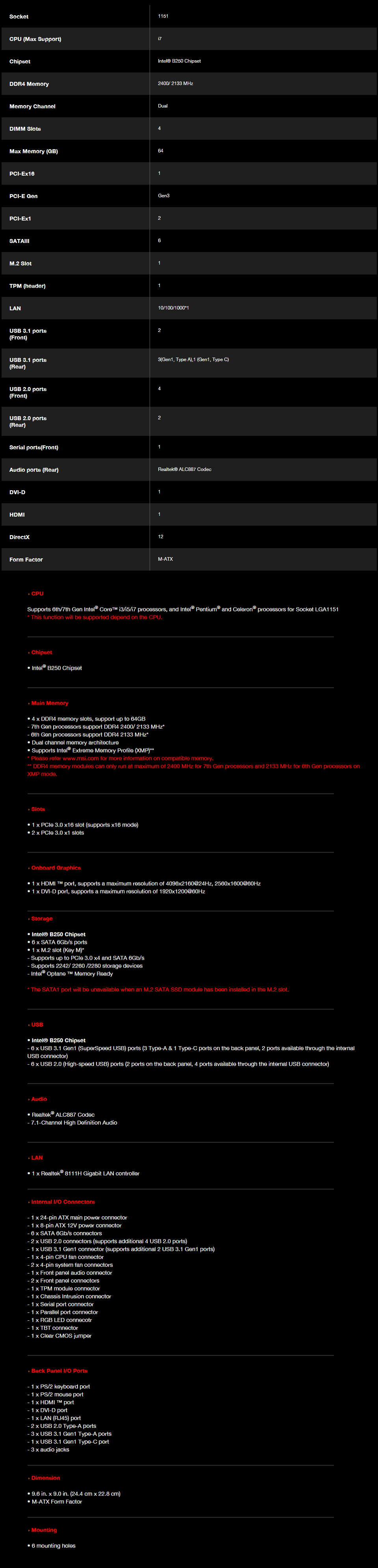 Buy MSI B250M Bazooka Motherboard [MSI-B250M-BAZOOKA] | PC Case Gear