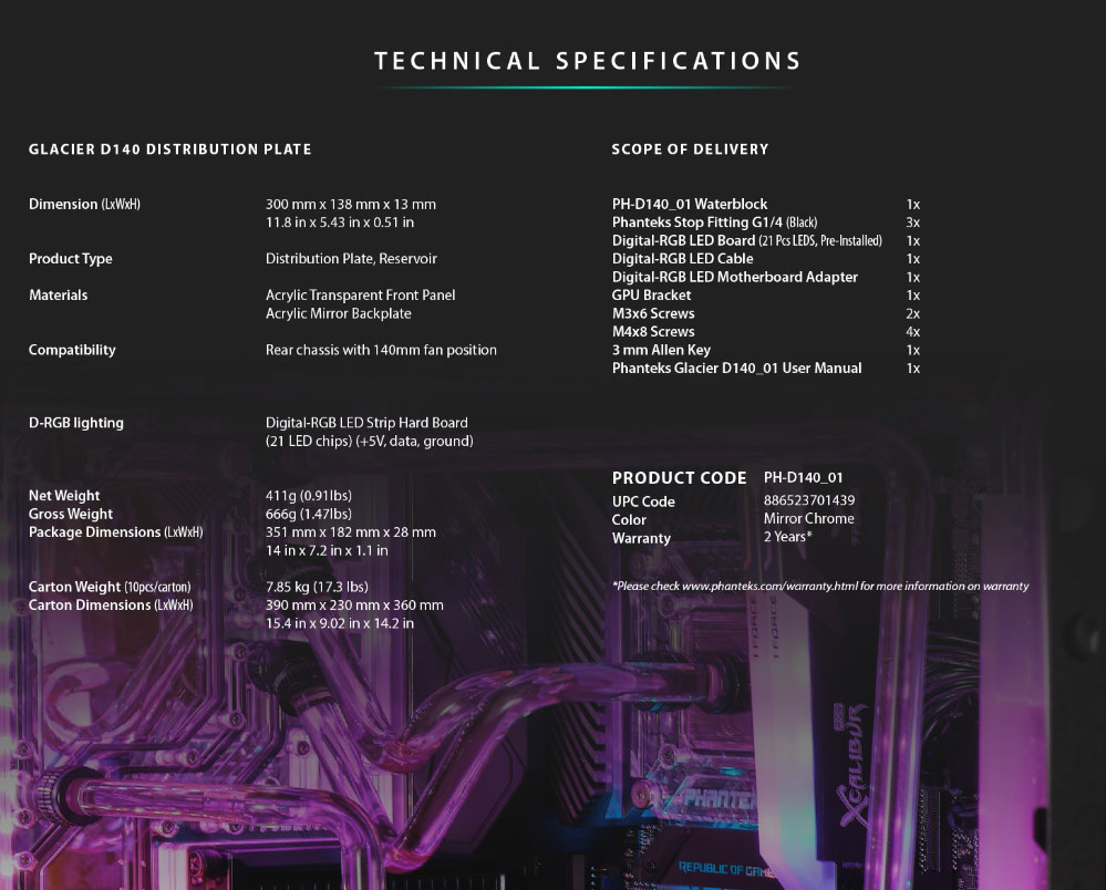 Buy Phanteks Glacier Series D140 Distribution Plate [PHD140_01] PC