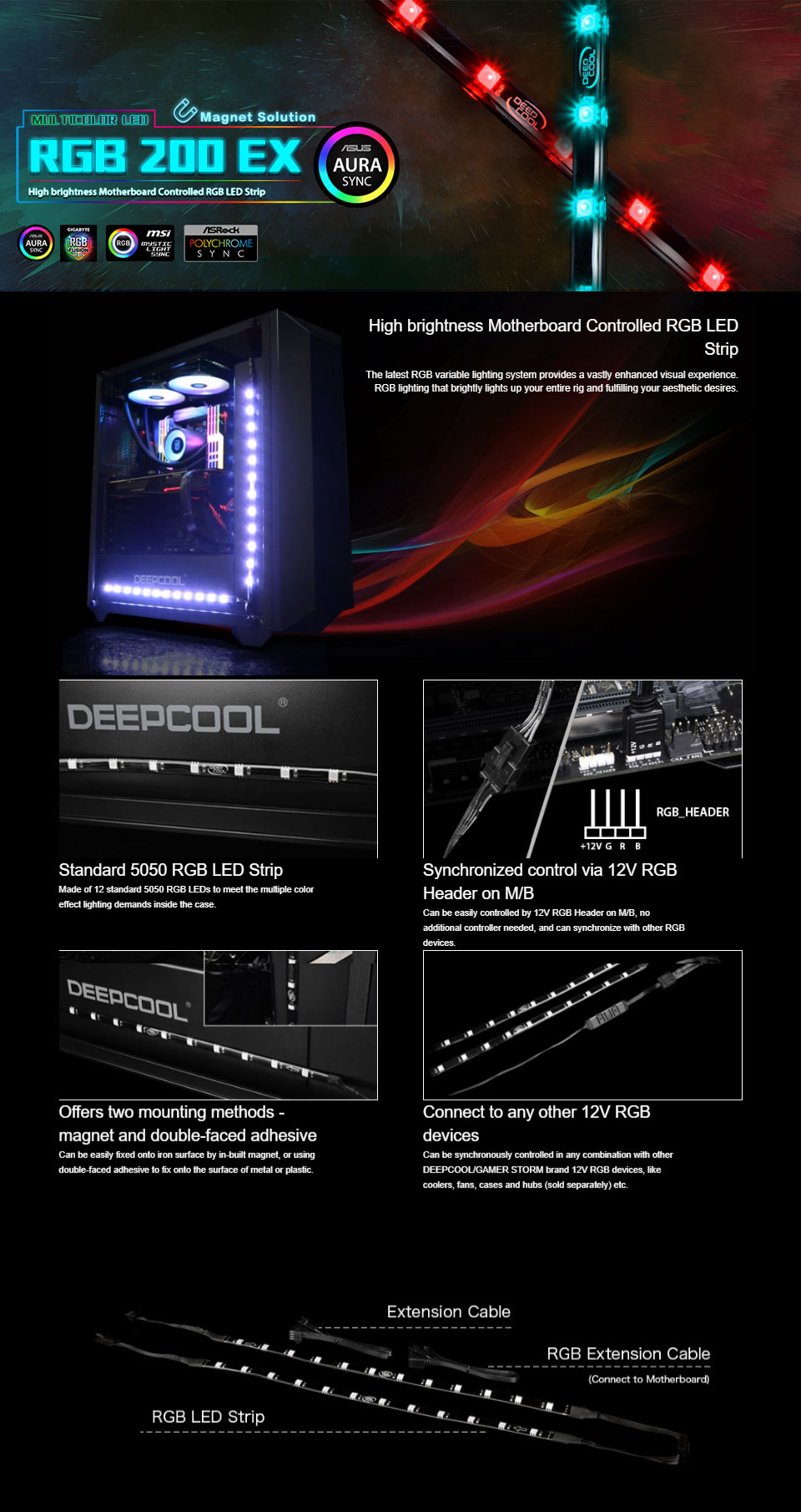 Buy Deepcool RGB 200 EX RGB LED Strip [DPLEDRGB200EX] PC Case Gear