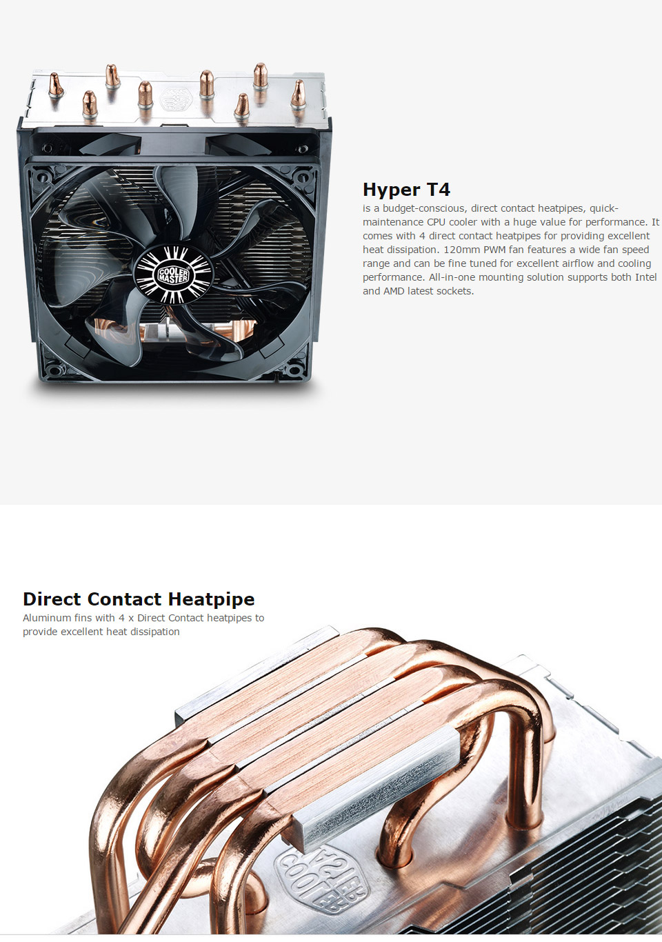 Buy CoolerMaster Hyper T4 CPU Cooler [RR-T4-18PK-R1] | PC Case Gear