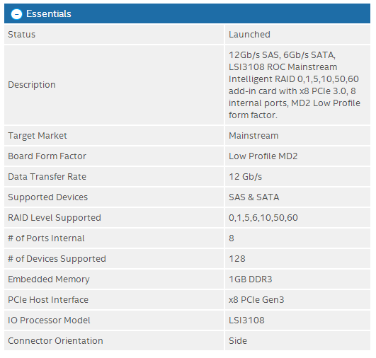 Buy Intel RS3DC080 RAID Controller [RS3DC080] PC Case Gear Australia