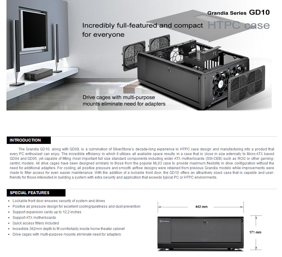 Buy SilverStone Grandia GD10 Desktop Case [SST-GD10B] | PC Case Gear
