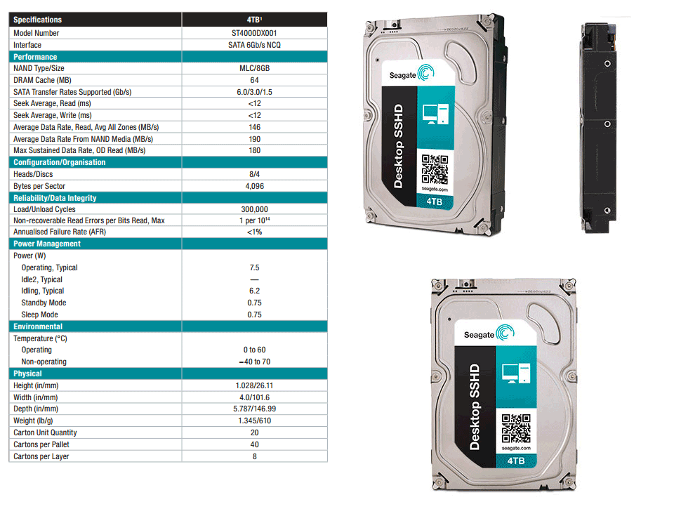 Buy Seagate ST4000DX001 Desktop SSHD 4TB [ST4000DX001] | PC Case Gear