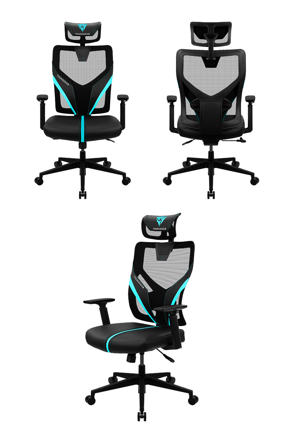 Buy Aerocool ThunderX3 Yama1 Gaming Chair Black Cyan [TX3YAMA1BC
