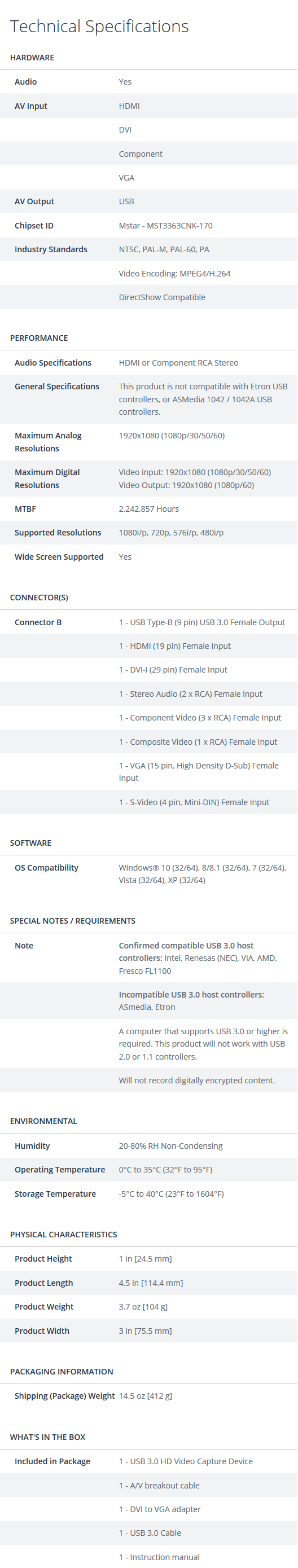 Buy Startech USB 3.0 Video Capture Device [USB3HDCAP] | PC Case Gear