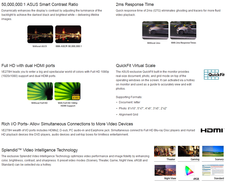 Buy ASUS VE278H 27in Widescreen LED Monitor [VE278H] | PC Case Gear